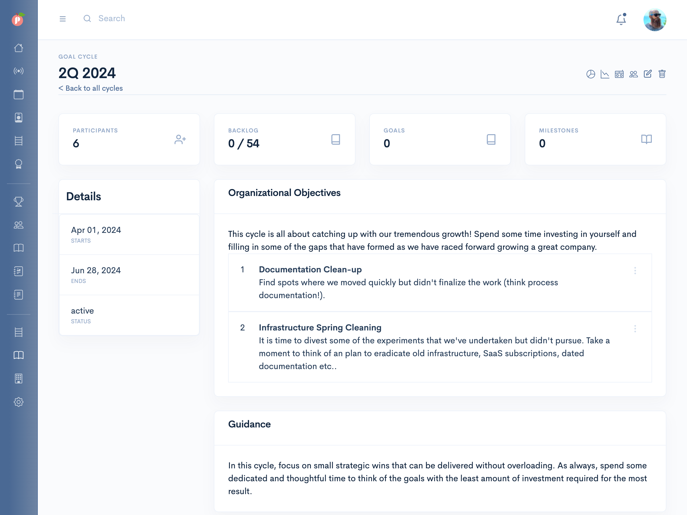 Organization goal setting with Peachy